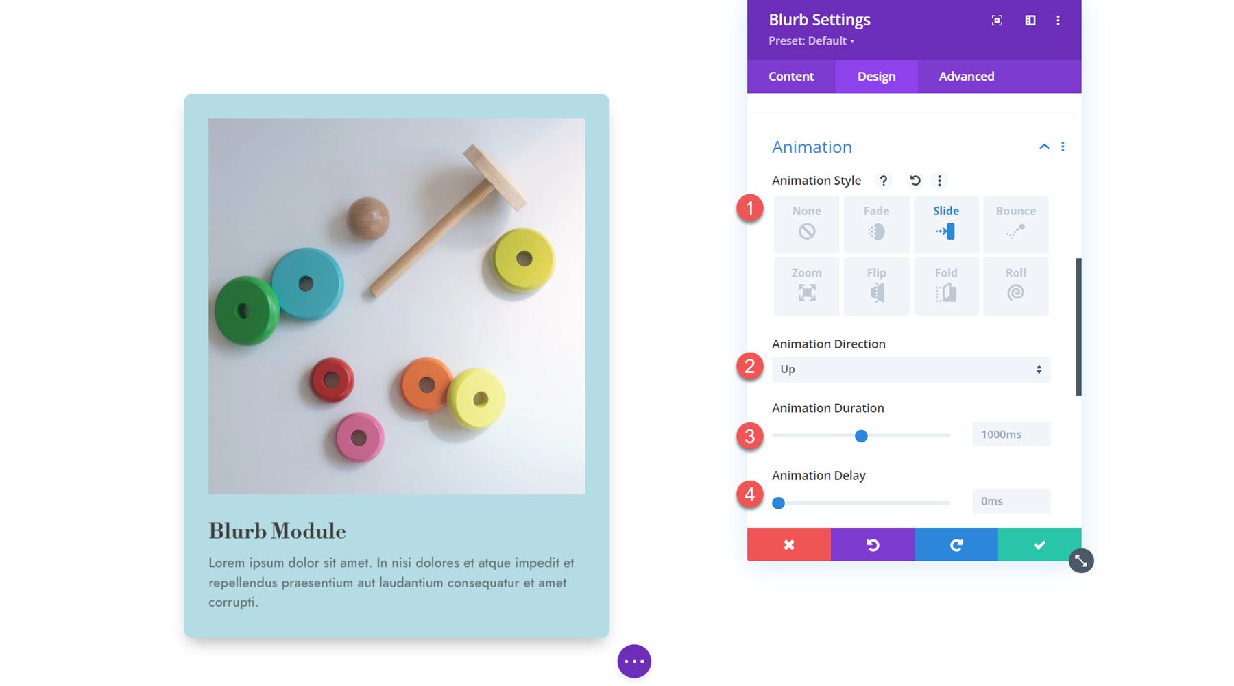 Divi Blurb Module animáció