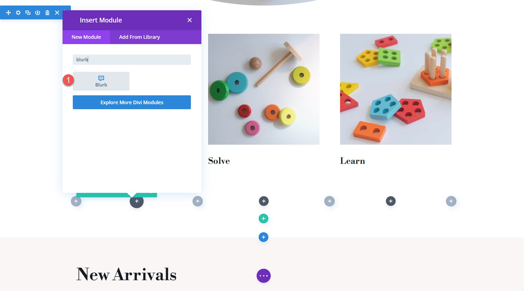 Adja hozzá a Blurb elemet