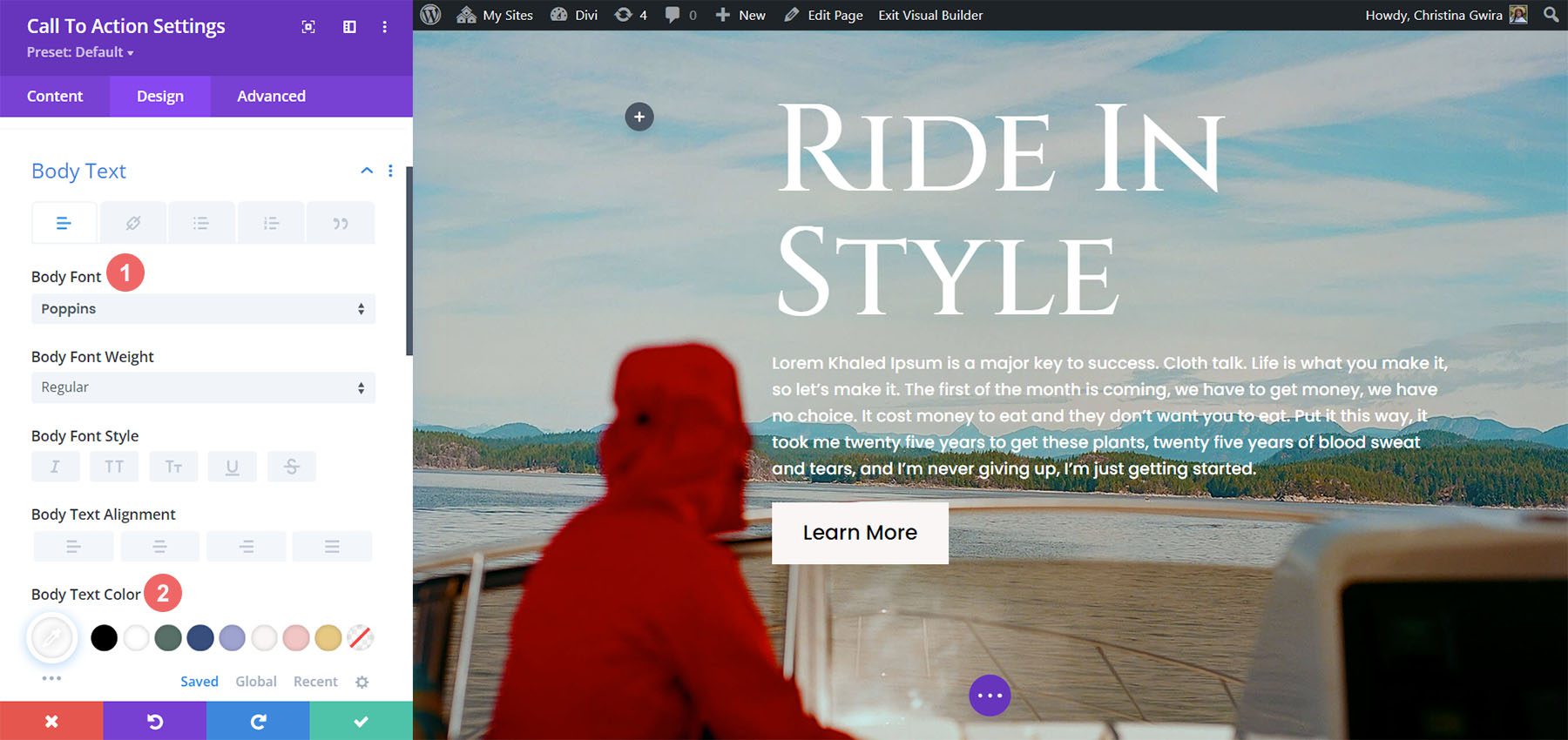 Törzsszöveg beállításai