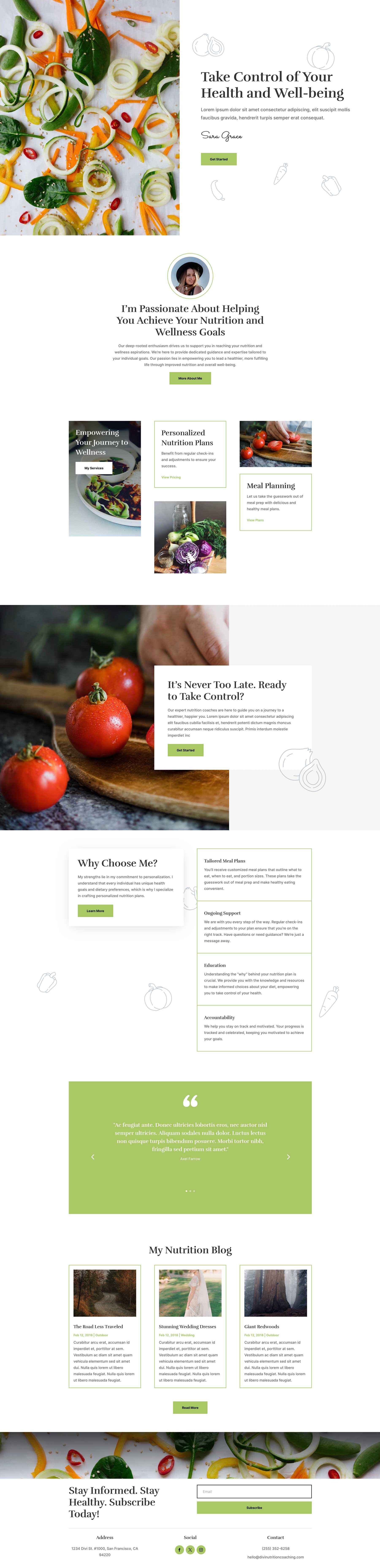 Nutrition Coaching elrendezési csomag