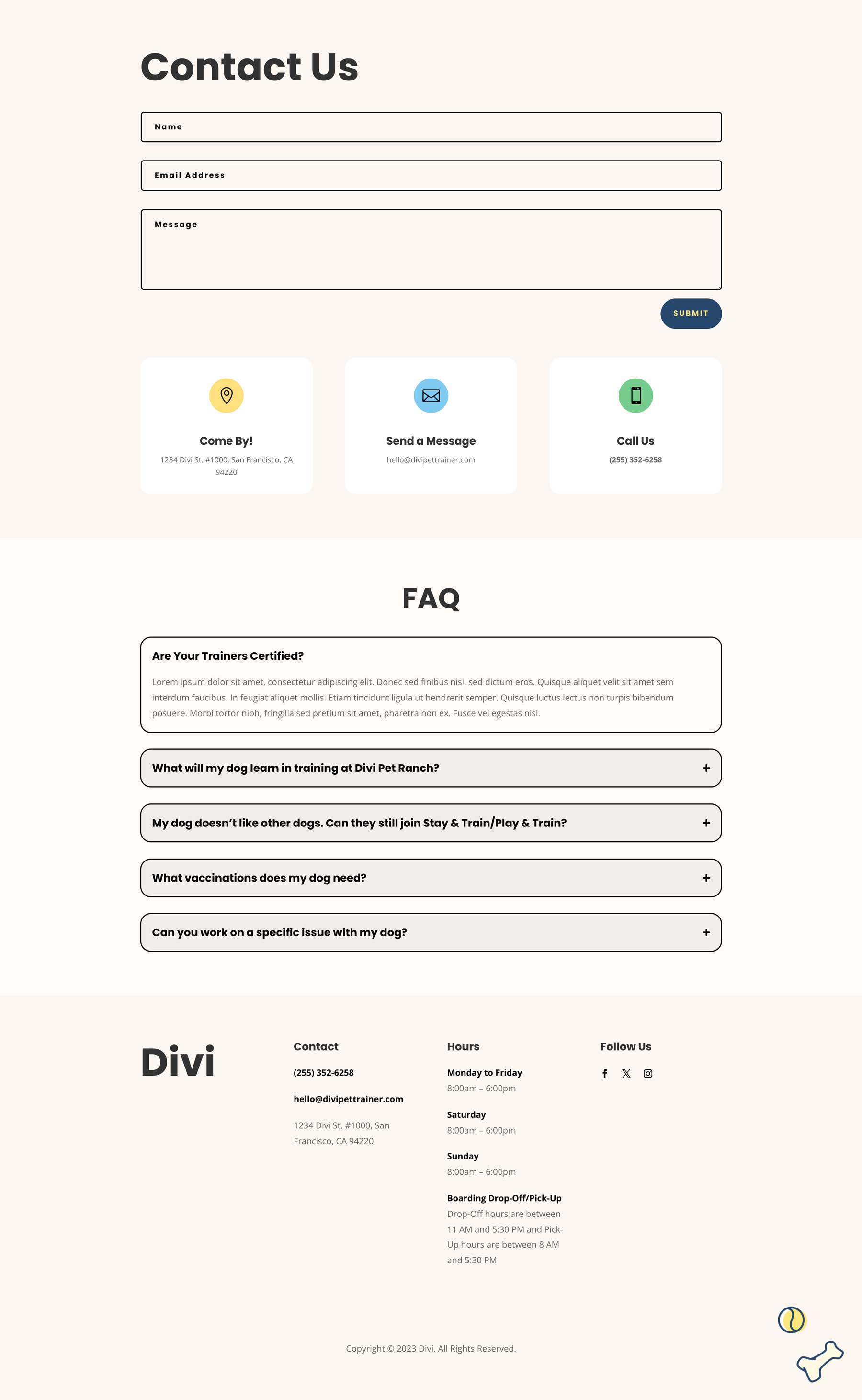 Pet Trainer Layout Pack a Divi számára