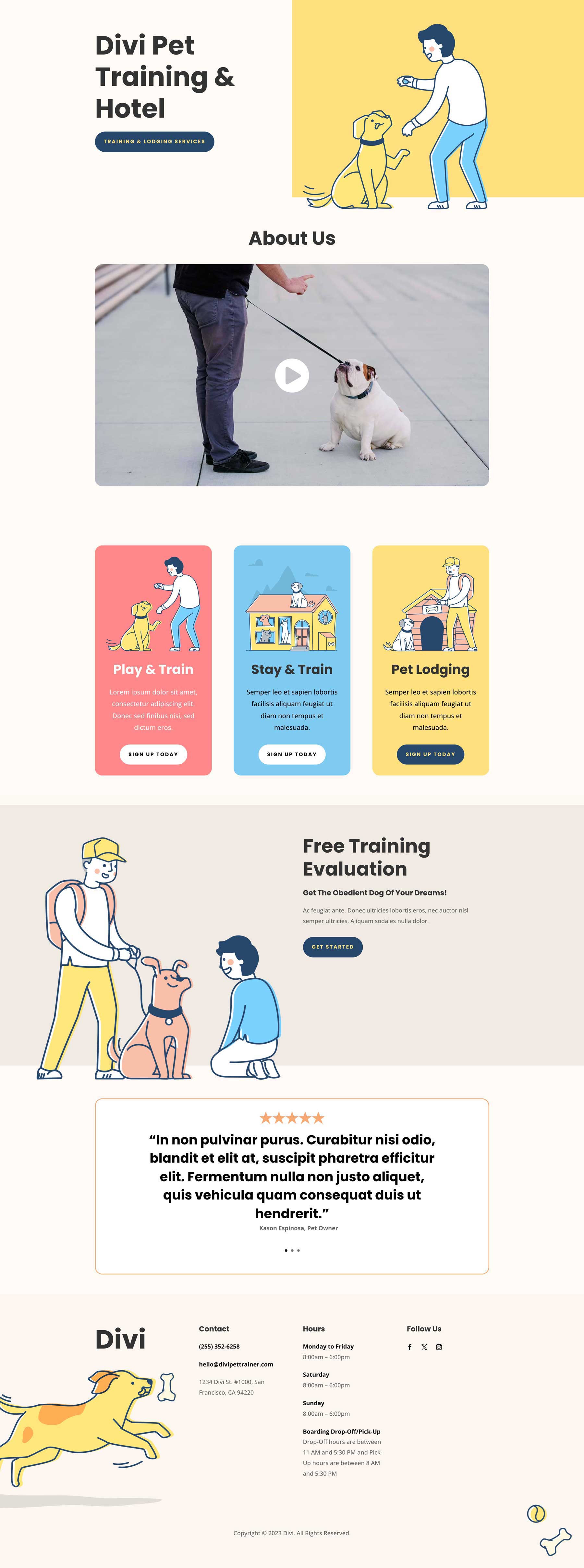 Pet Trainer Layout Pack a Divi számára