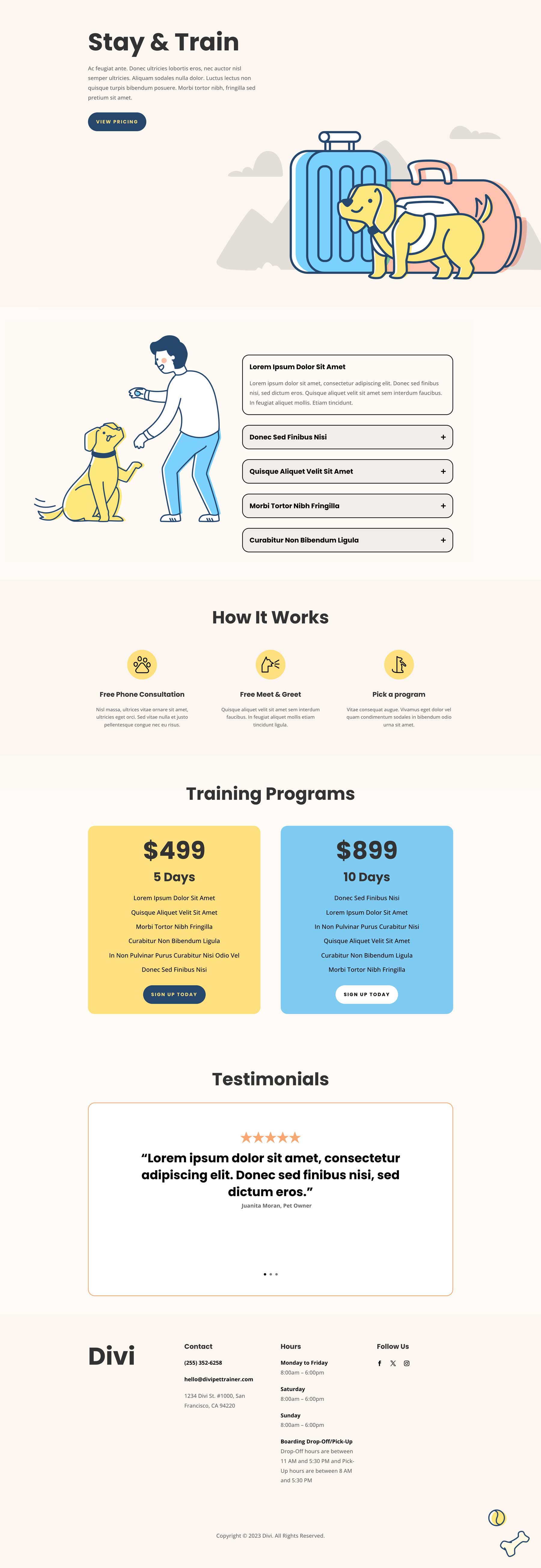 Pet Trainer Layout Pack a Divi számára