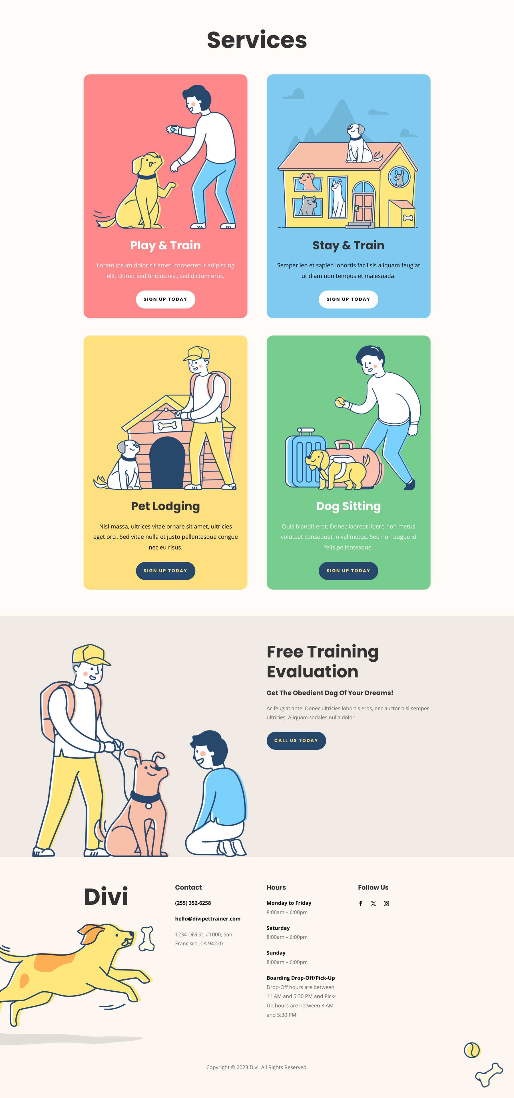 Pet Trainer Layout Pack a Divi számára