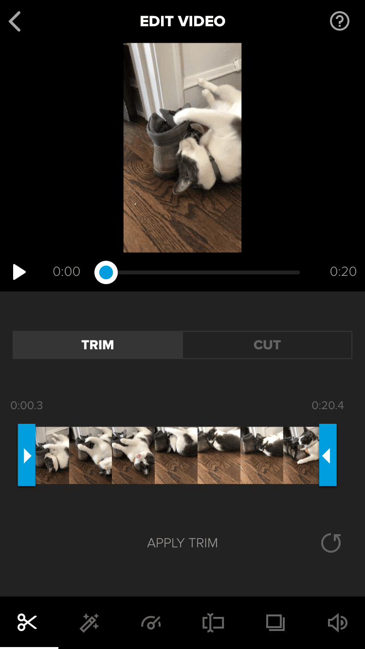 A Splice Video Editor trim funkciója.