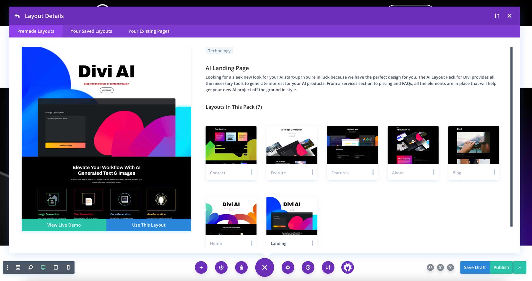 AI Layout Pack a Divi számára