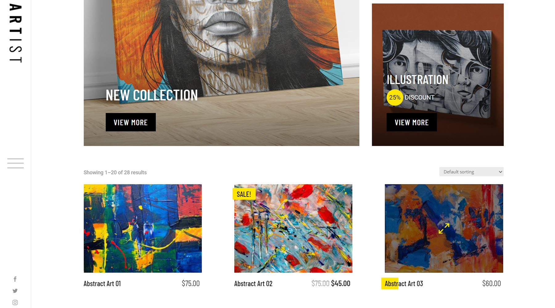 Divi Artist téma (e-kereskedelem)