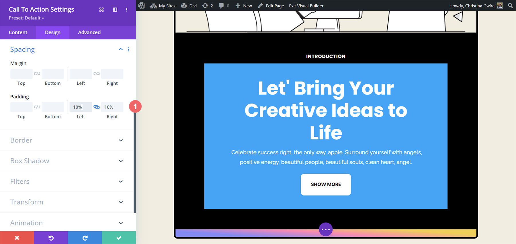Térköz hozzáadása a modulhoz