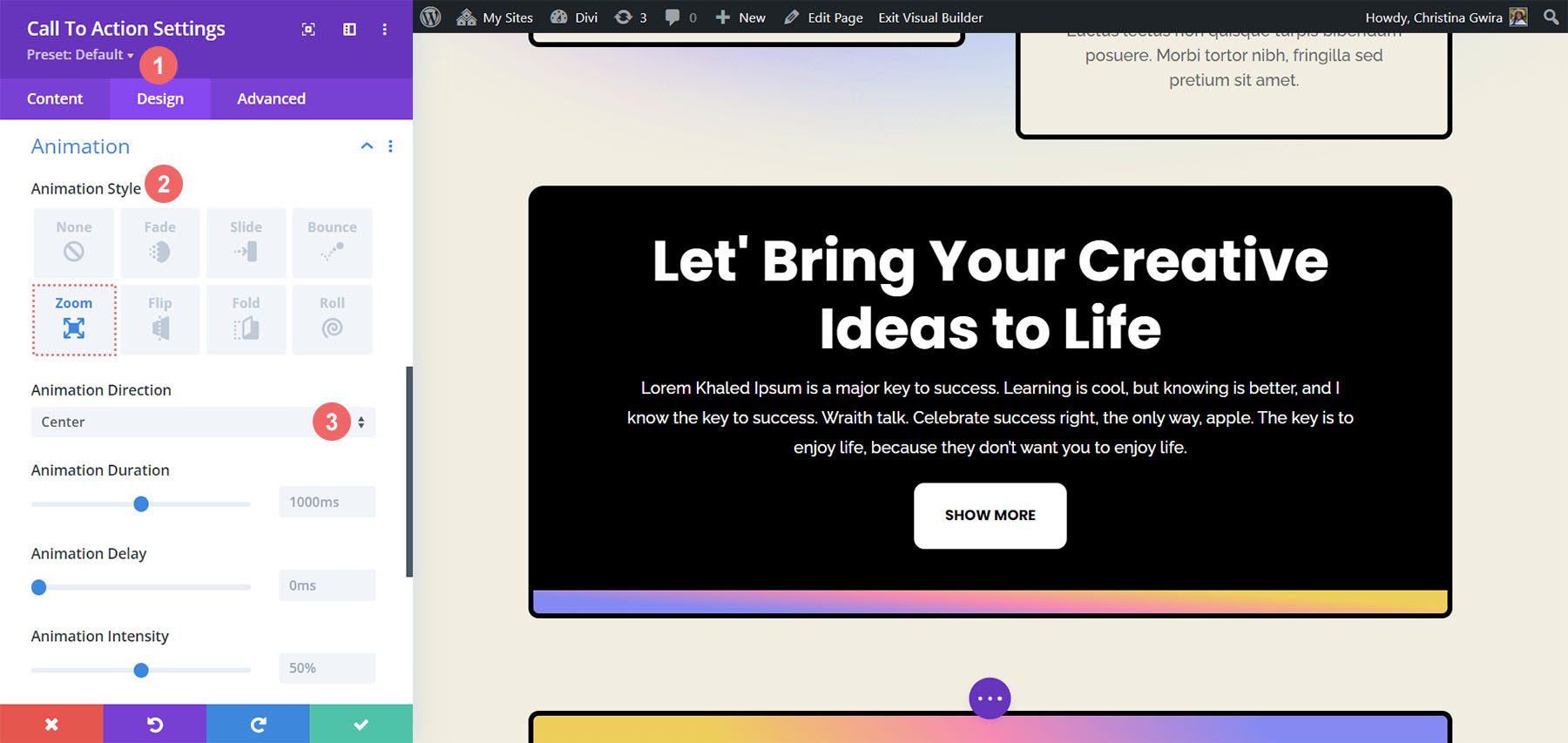 Bejárati animációk és cselekvésre ösztönzés