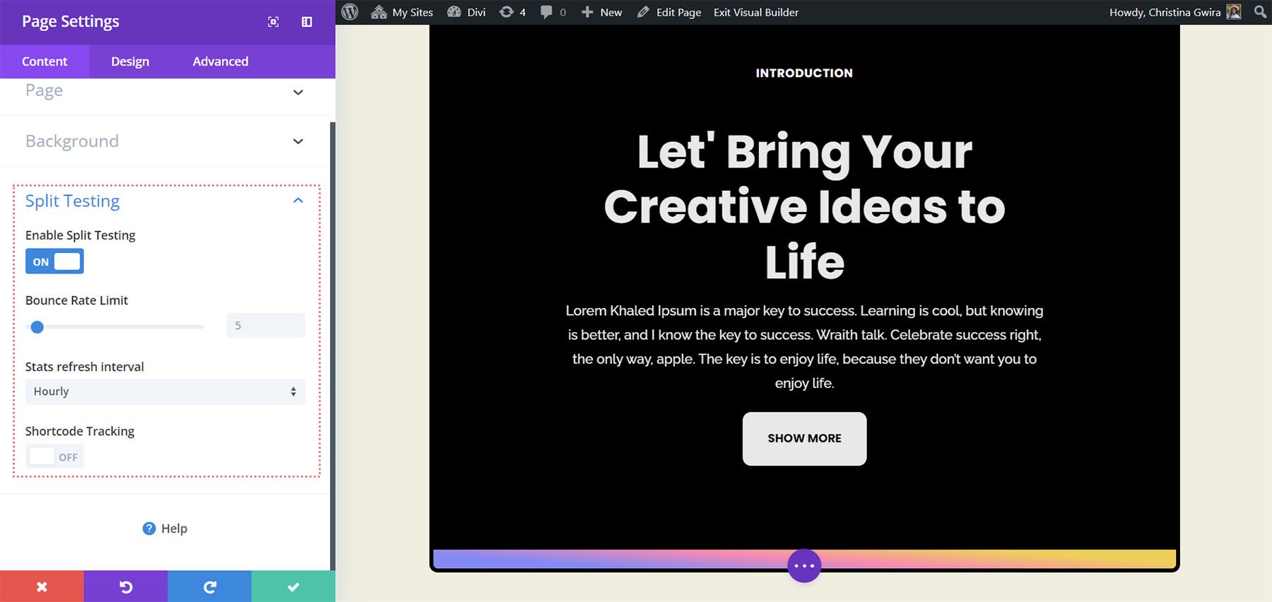 Osztott tesztelési cselekvésre ösztönzés a Divi szolgáltatásban