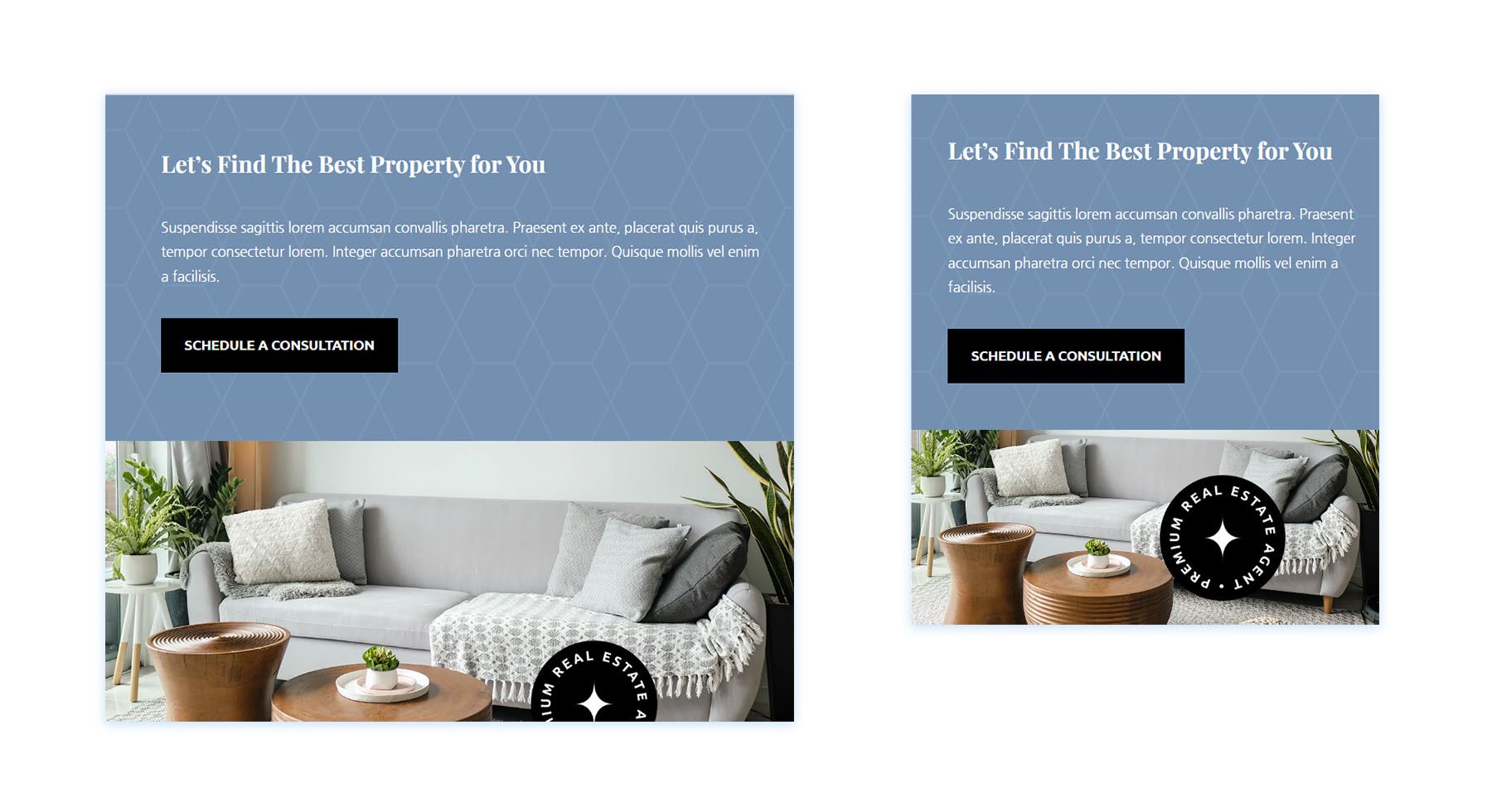 Reszponzív cselekvésre ösztönző modulok használata Diviben a Divi Real Estate Layouttal