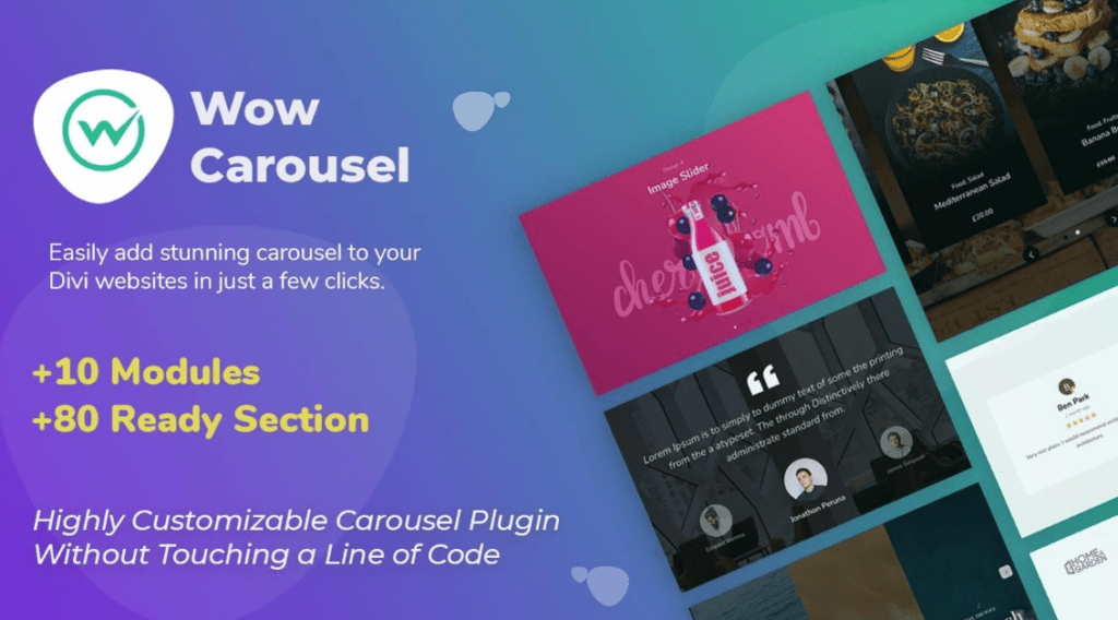 Wow Carousel Divi carousel hozzáadása egy webhelyhez (5 lehetőség)