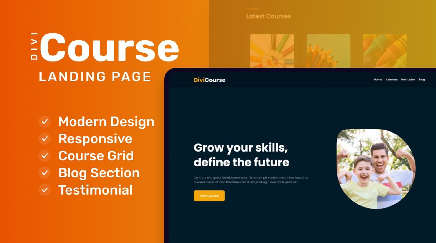 divi course landing page section featured image A 6 legjobb Divi céloldal a konverziók növelésére (2024)