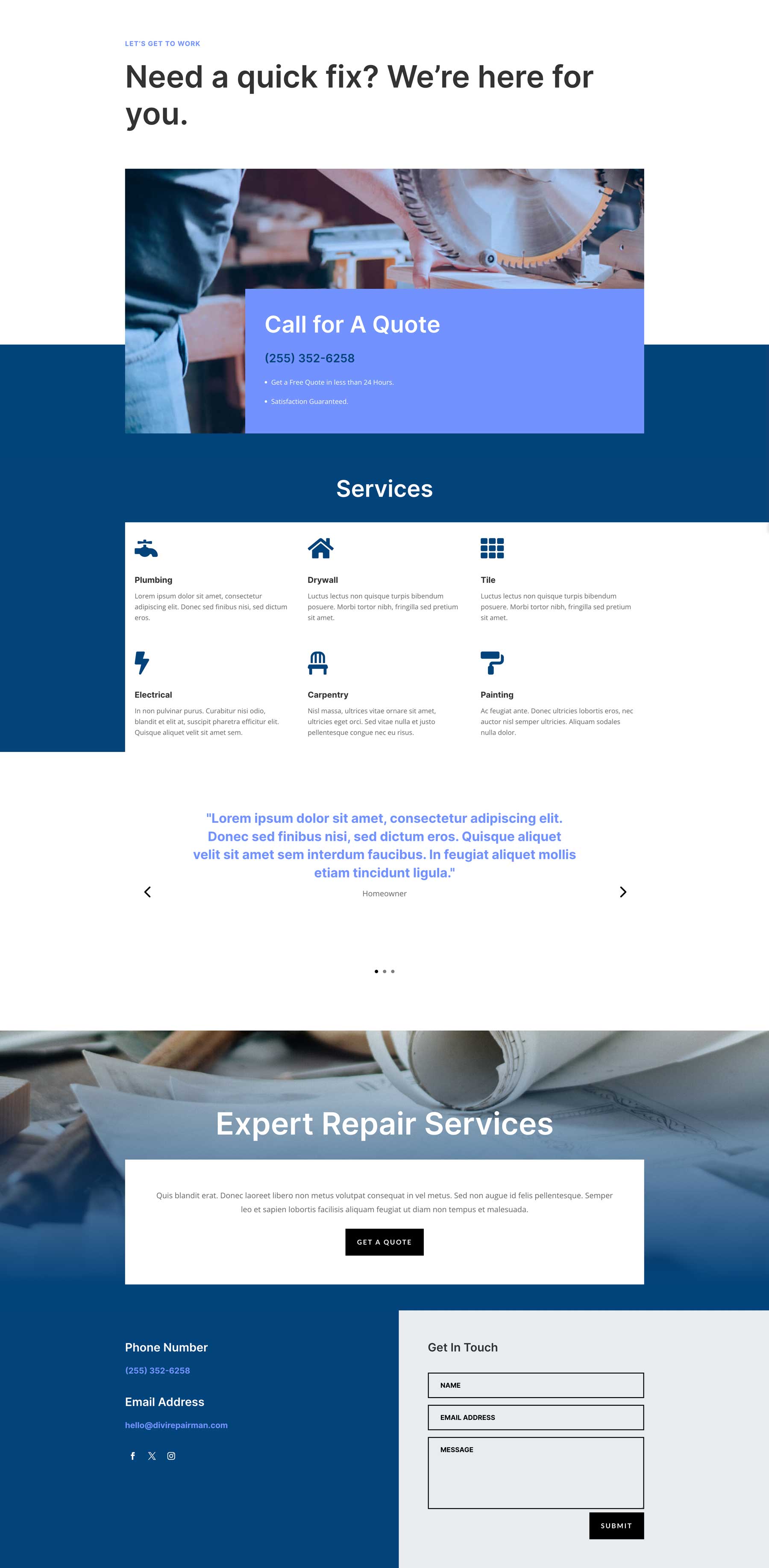 Repairman Layout Pack a Divi számára