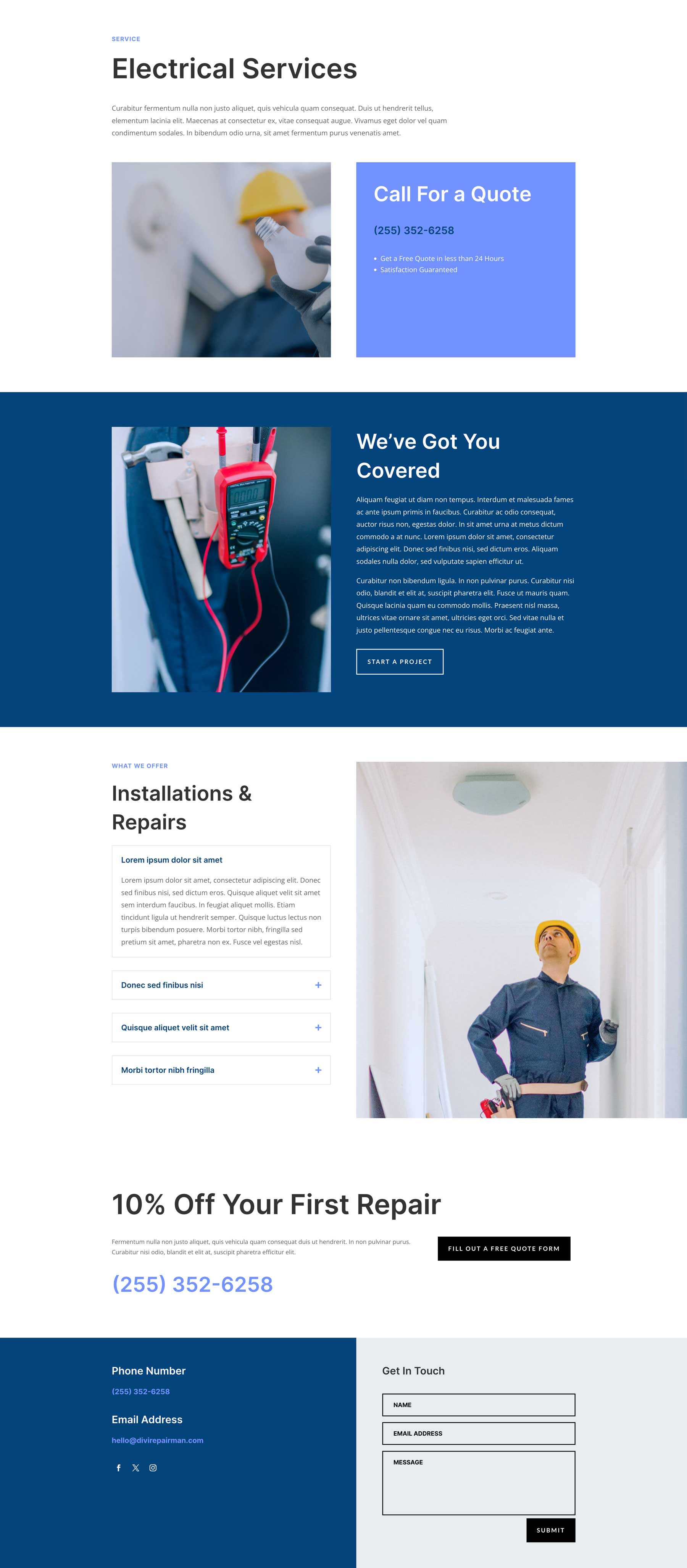 Repairman Layout Pack a Divi számára