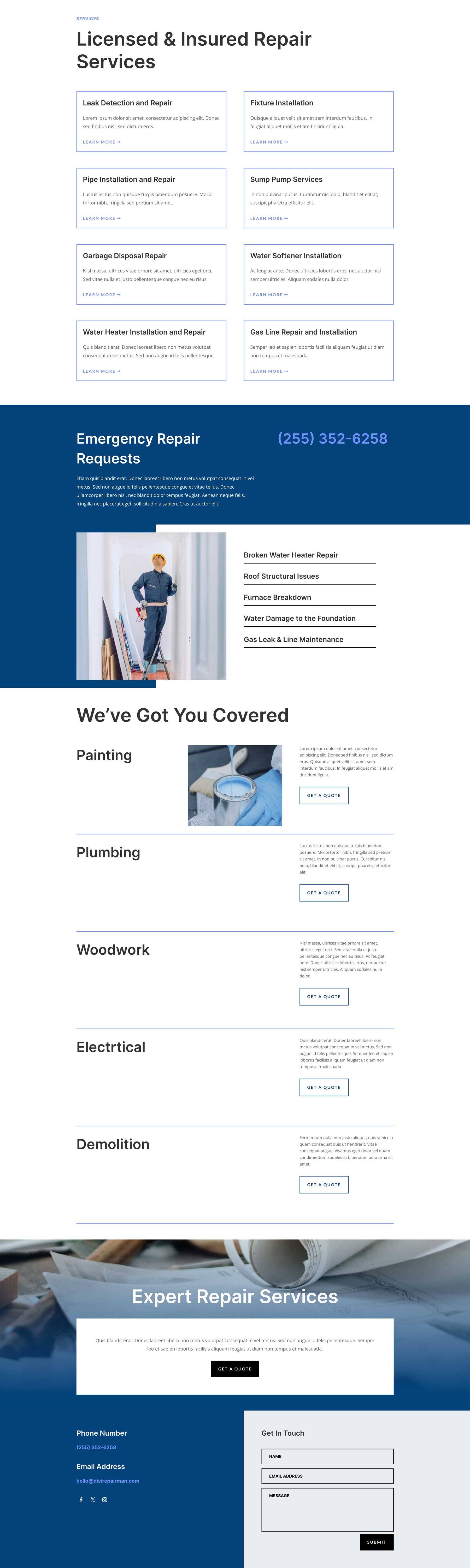 Repairman Layout Pack a Divi számára