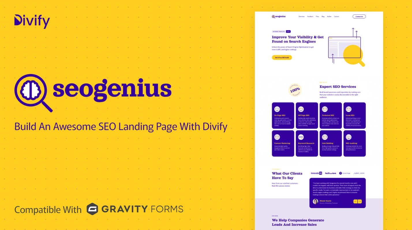 seo genius section featured image A 6 legjobb Divi céloldal a konverziók növelésére (2024)