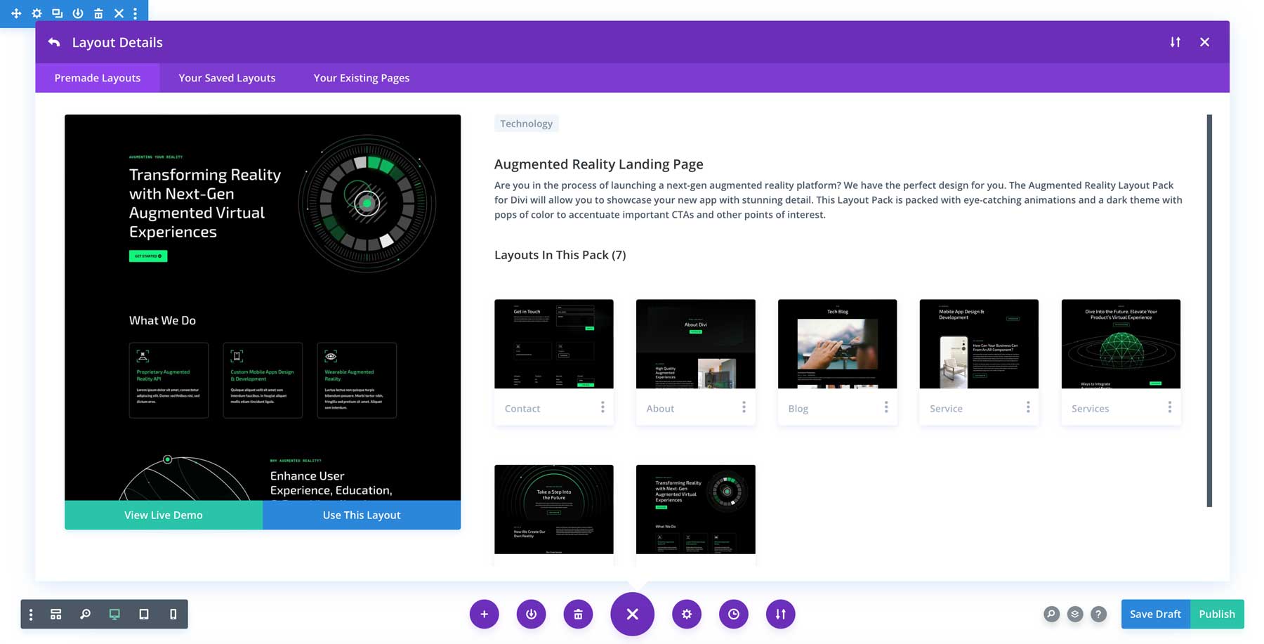 Kiterjesztett valóság elrendezési csomag a Divi számára