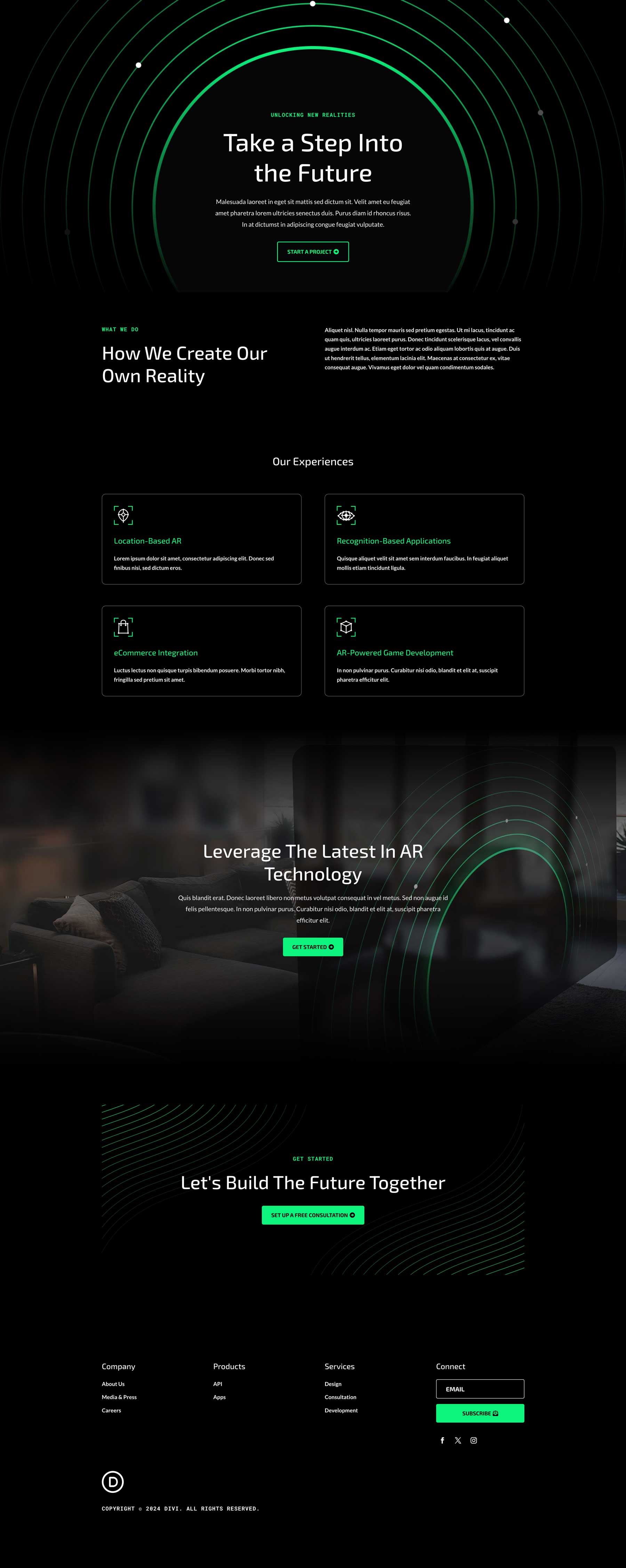 Kiterjesztett valóság elrendezési csomag a Divi számára