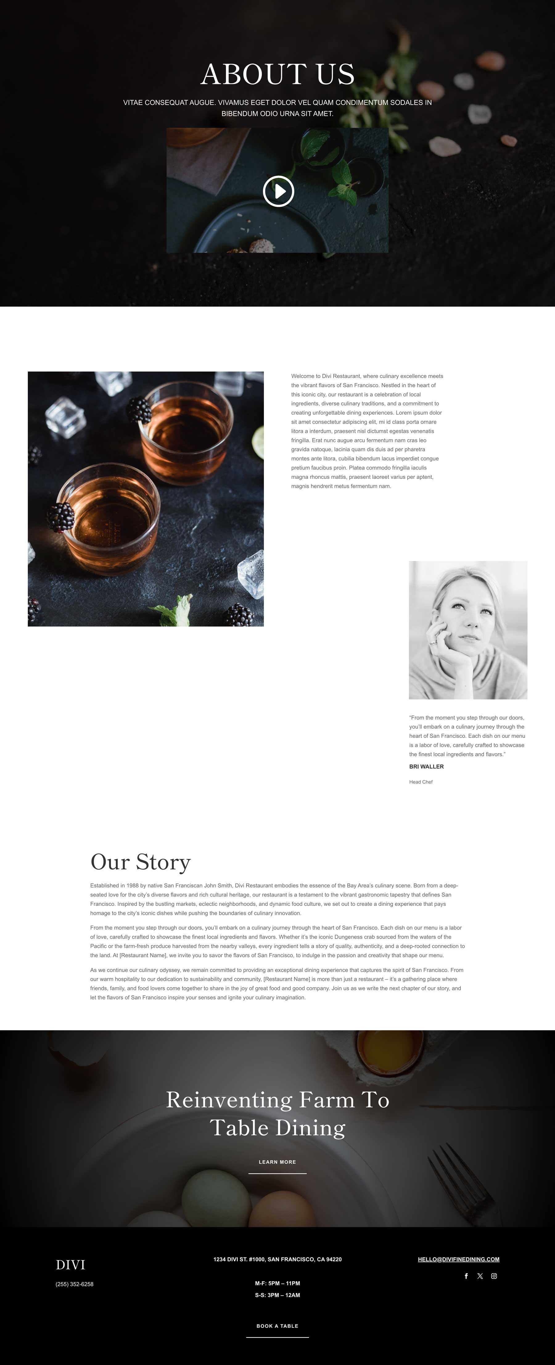 Fine Dining elrendezési csomag a Divi számára