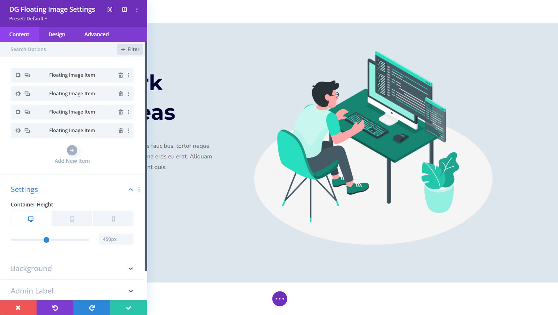 DiviGrid lebegő kép