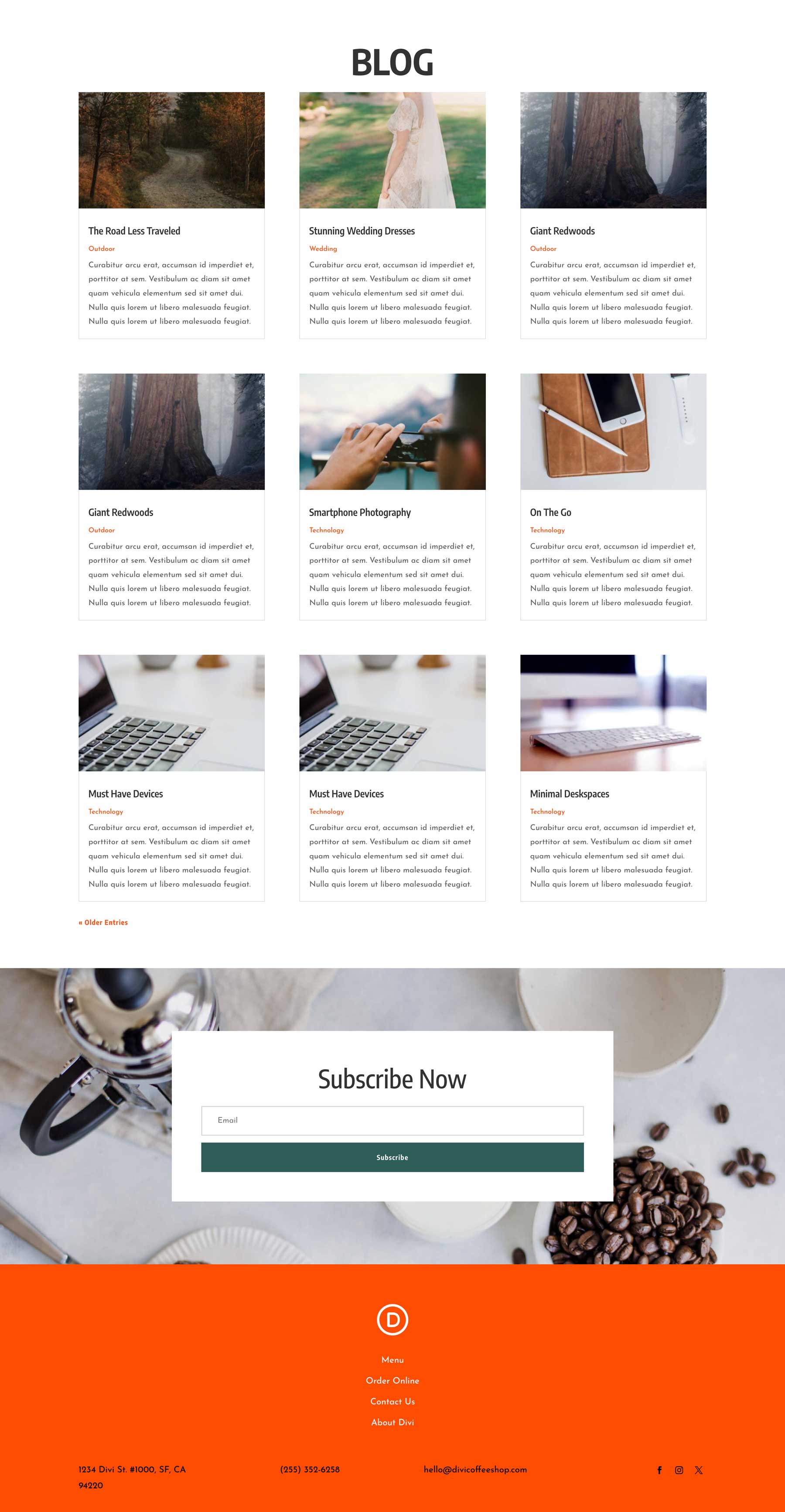 Coffee House Layout Pack a Divi számára