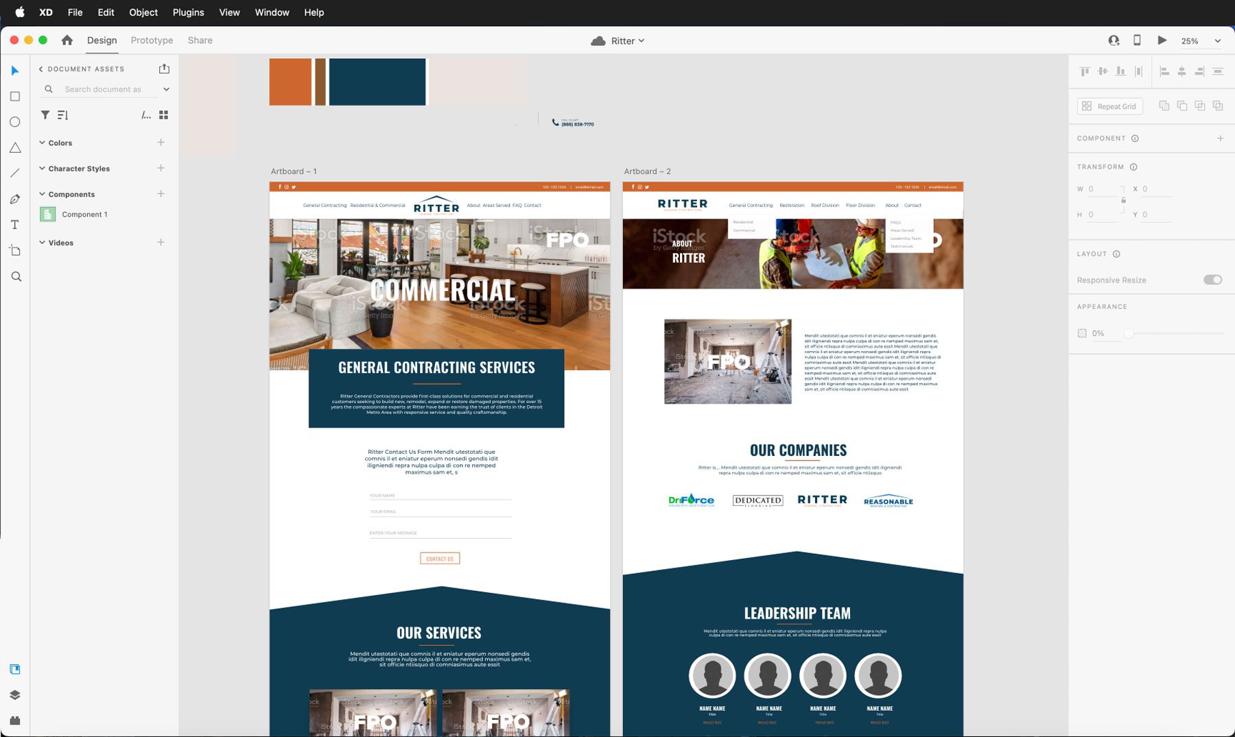 Adobe XD makett 