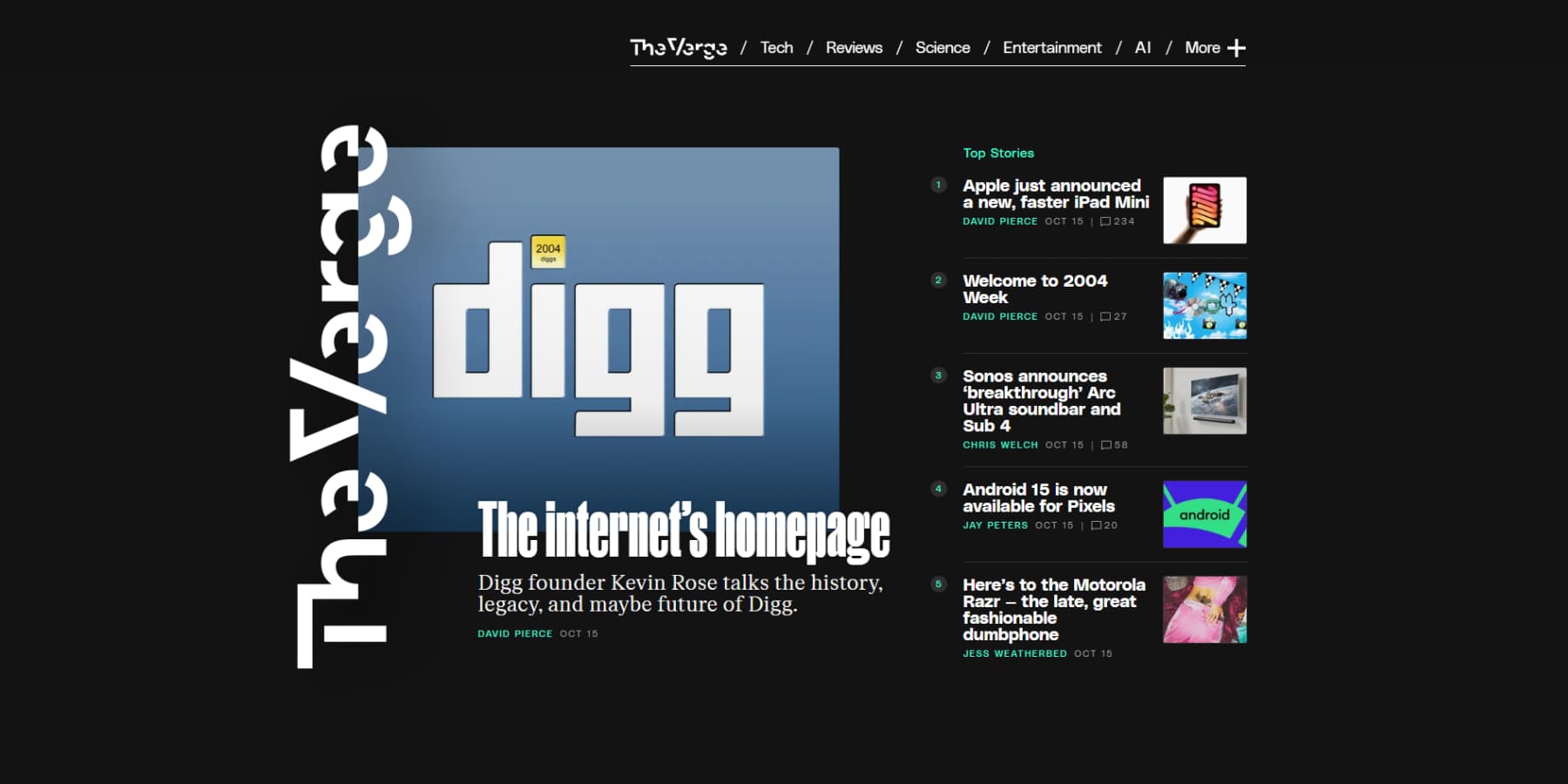Egy példa a Bold/Kinetic tipográfiára a The Verge-ből