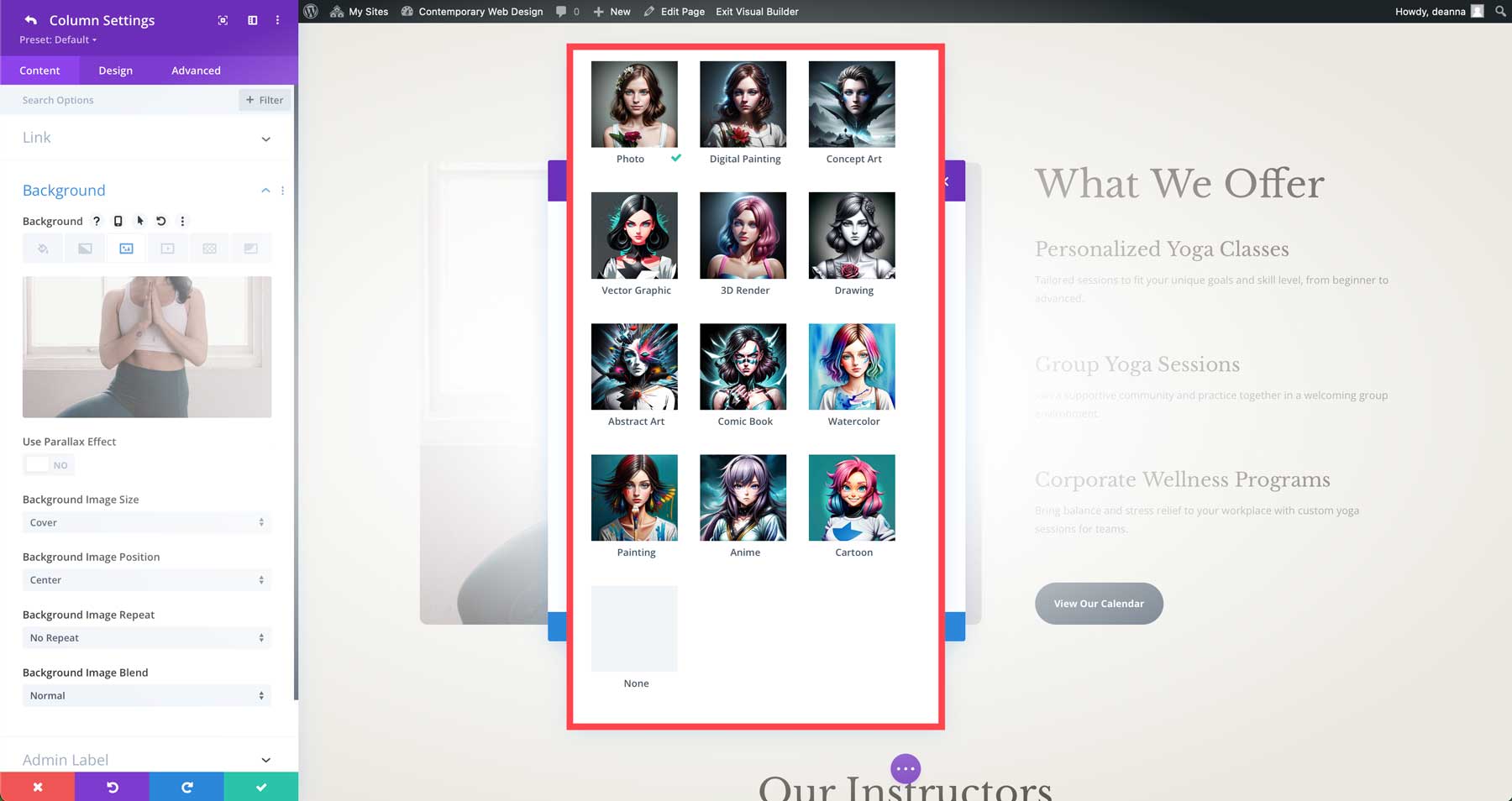 kortárs web design