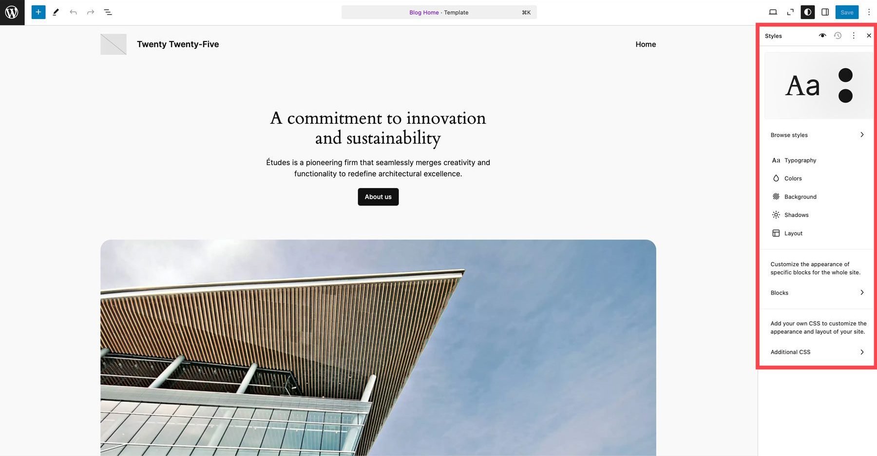 WordPress globális stílusok