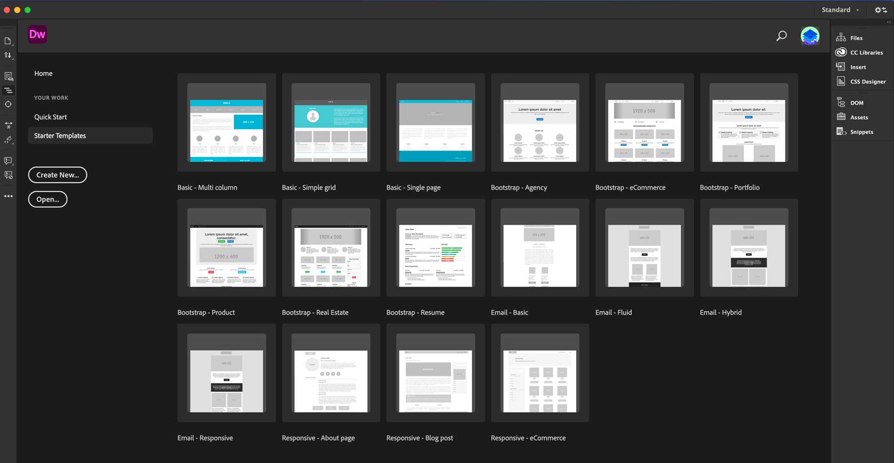 Adobe Dreamweaver sablonok