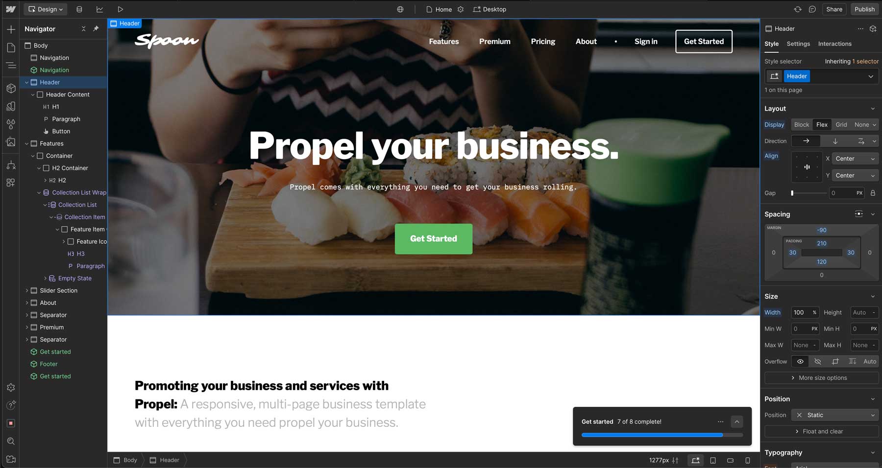 Webflow felület