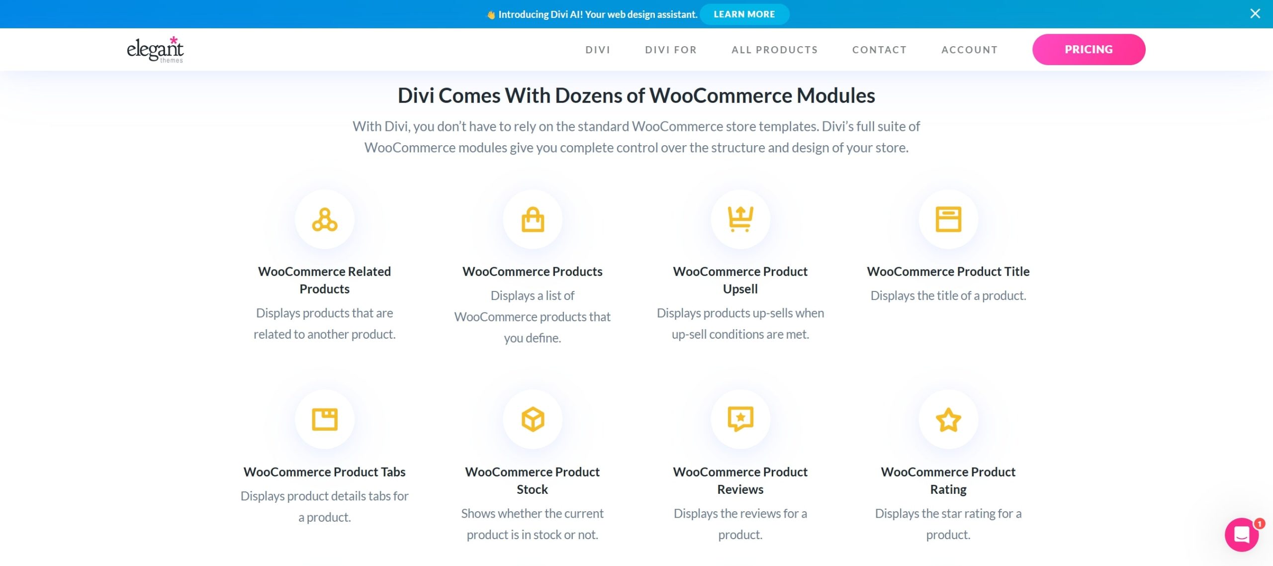 divi woocommerce elemek